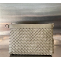 Super Quality Bottega Veneta Medium Intrecciato Zipped Pouch in Intrecciato Leather 651852 Taupe Beige 2024