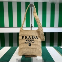 Famous Brand Prada Raffia-Like Crochet Tote bag 1BC184 Beige 2023