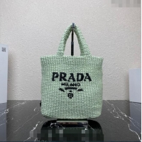 Super Quality Prada Small Crochet Tote bag 1BG422 Aqua Green 2023