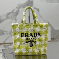 Grade Cheapest Prada Small Crochet Tote bag 1BG422 Lime Green 2023