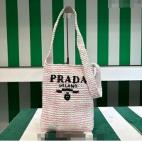 Good Taste Prada Raffia-Like Crochet Tote bag 1BC184 Alabaster Pink 2023