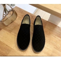 Pretty Style Louis Vuitton Starboard Flat Espadrilles in Monogram Velvet Black 125083