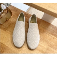 Best Grade Louis Vuitton Starboard Flat Espadrilles in Monogram Velvet White 125084