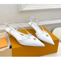 Good Looking Louis Vuitton Stellar Slingback Pumps 4cm in Patent Leather White 127004