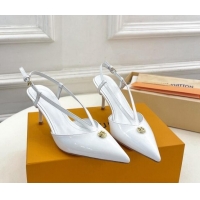 Hot Style Louis Vuitton Stellar Slingback Pumps 7cm in Patent Leather White 127009