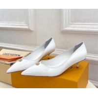 Perfect Louis Vuitton Stellar Pumps 4cm in Patent Calf Leather White 127015