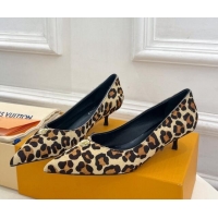 Good Quality Louis Vuitton Stellar Pumps 4cm in Leopard Print Hairy Leather Brown 127017