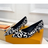 Unique Style Louis Vuitton Stellar Pumps 4cm in Leopard Print Hairy Leather Black/White 127018