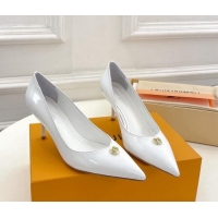 Shop Duplicate Louis Vuitton Stellar Pumps 7cm in Patent Calf Leather White 127022