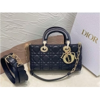 Trendy Design Dior Medium LADY D-JOY BAG Original Calfskin Leather 0540 Black