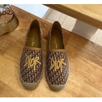 Top Grade Dior Flat Espadrilles in Denim Embroidery Brown 125089