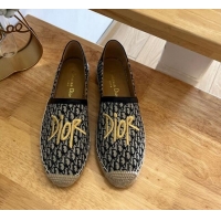 Unique Style Dior Flat Espadrilles in Denim Embroidery Blue 125090