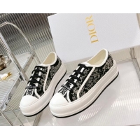 Low Price Dior Walk'n'Dior Platform Sneakers in Black Toile de Jouy Embroidered Cotton 0126017