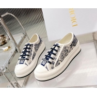 Good Looking Dior Walk'n'Dior Platform Sneakers in Blue Toile de Jouy Embroidered Cotton 126018