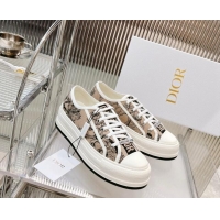 Top Grade Dior Walk'n'Dior Platform Sneakers in Beige Embroidered Cotton with Toile de Jouy Mexico Motif 126022