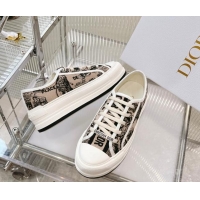 Good Quality Dior Walk'n'Dior Platform Sneakers in Beige Cotton Embroidered with Plan de Paris Motif 126023