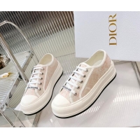 Grade Quality Dior Walk'n'Dior Platform Sneakers in Pink and White Toile de Jouy Embroidered Cotton 126024