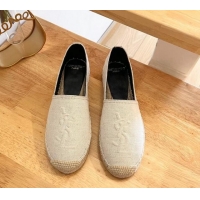 Perfect Saint Laurent YSL Espadrilles Flat in Canvas White 125068