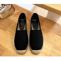 Top Grade Saint Laurent YSL Espadrilles Flat in Canvas Black 125069