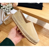 Most Popular Saint Laurent Signature Espadrilles Flat in Lambskin Apricot 125072