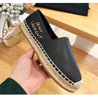 Best Product Saint Laurent Signature Espadrilles Flat in Lambskin Black 0125074