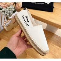 Unique Style Saint Laurent Signature Espadrilles Flat in Lambskin White 125075