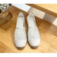 Good Looking Loewe Anagram Espadrilles Flat in Calfskin and Mesh White 125042