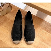 Best Grade Loewe Espadrilles Flat in Calfskin with Anagram Logo Black 0125050