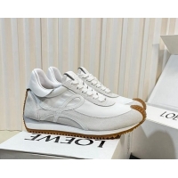 Top Design Loewe Flow Runner Sneakers in Nylon and Suede White 129036