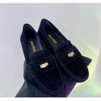 Good Product Miu Miu Penny Suede Loafers Black 104105