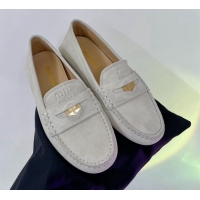 Durable Miu Miu Penny Suede Loafers White 104107