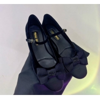 Perfect Miu Miu Velvet Pumps Mary Janes 4.5cm with Bow Black 104110