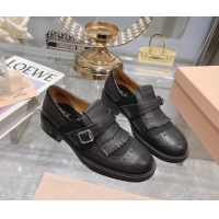 Top Design Miu Miu Loafers in Cutout Calfskin and Canvas Black 104112