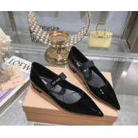 Low Price Miu Miu Patent Leather Pointed Ballerinas Flat Black 104114