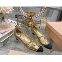 Purchase Miu Miu Mordoré nappa leather and grosgrain pumps 3.5cm gold 104118