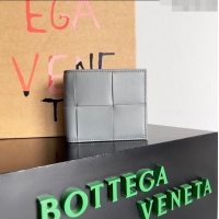 Buy Cheap Bottega Veneta Cassette Bi-Fold Wallet in Intreccio Calfskin Leather 649603 Grey 2024