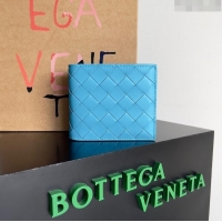 Traditional Discount Bottega Veneta Intrecciato Leather Bi-Fold Wallet 63334 Bright Blue 2024