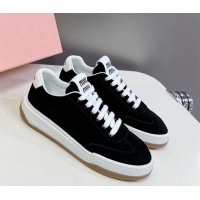 Top Design Miu Miu Suede Sneakers Black 129077