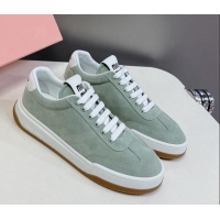 Buy Luxury Miu Miu Suede Sneakers Light Green 129081