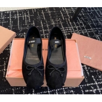 Trendy Design Miu Miu Suede Ballerinas Flat Black 129085