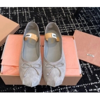 Sumptuous Miu Miu Suede Ballerinas Flat Grey 129086