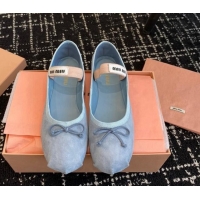 Stylish Miu Miu Suede Ballerinas Flat Blue 0129087