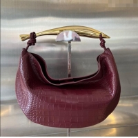 Super Quality Bottega Veneta Sardine bag in Alligator Leather 754657 Burgundy 2024