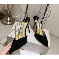 Purchase Jimmy Choo Saeda Pumps 100 in Suede with Crystal Embellishment Black 2411903