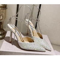 Good Product Jimmy Choo Saeda 100 Satin Pumps with Crystals White 411916