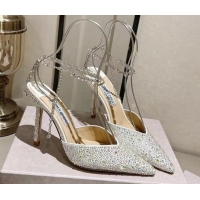 Perfect Jimmy Choo Saeda 85 Satin Pumps with Crystals White 411917