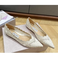 Luxurious Jimmy Choo White Lace Ballet Flat 227112