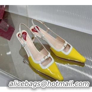 Grade Quality Roger Vivier Mini Buckle Slingback Pumps 6cm in Patent Leather Yellow 0124099