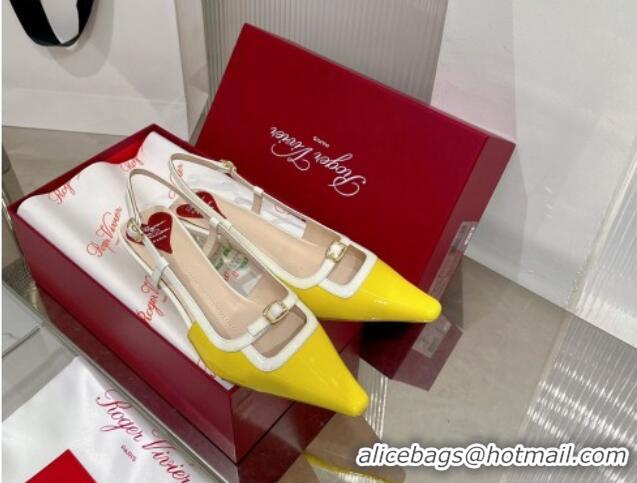 Grade Quality Roger Vivier Mini Buckle Slingback Pumps 6cm in Patent Leather Yellow 0124099