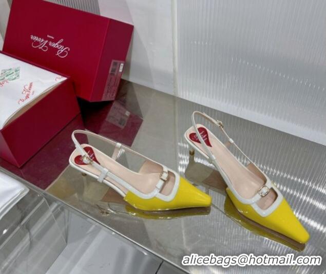 Grade Quality Roger Vivier Mini Buckle Slingback Pumps 6cm in Patent Leather Yellow 0124099